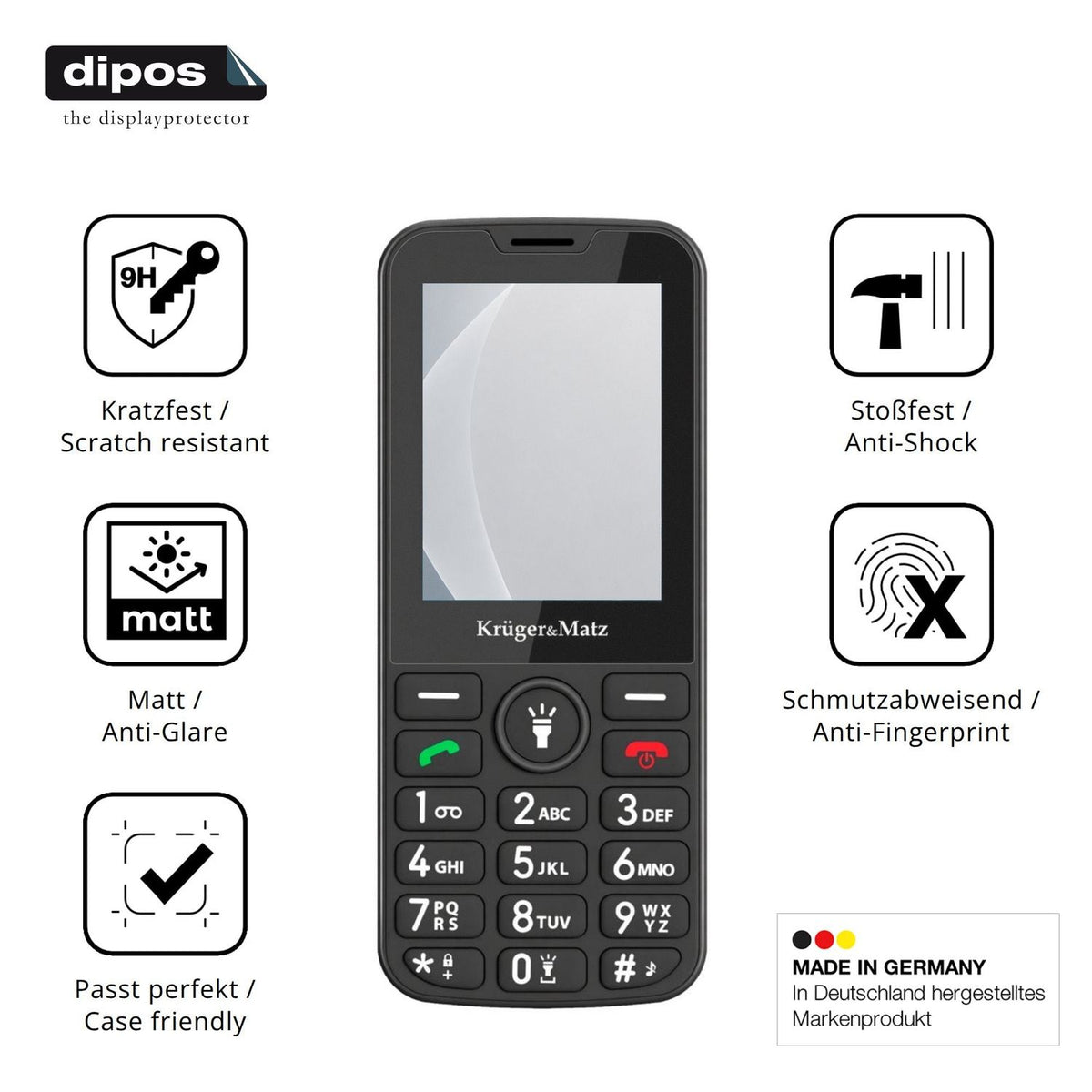 2x Screen Protector for Kruger Matz Simple 924 matte Flexible Glass 9H dipos