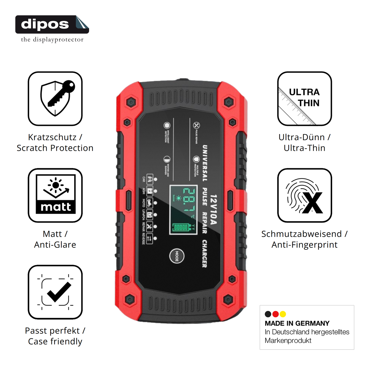 Displayschutz hergestellt in Deutschland, höchste Qualität made in Germany