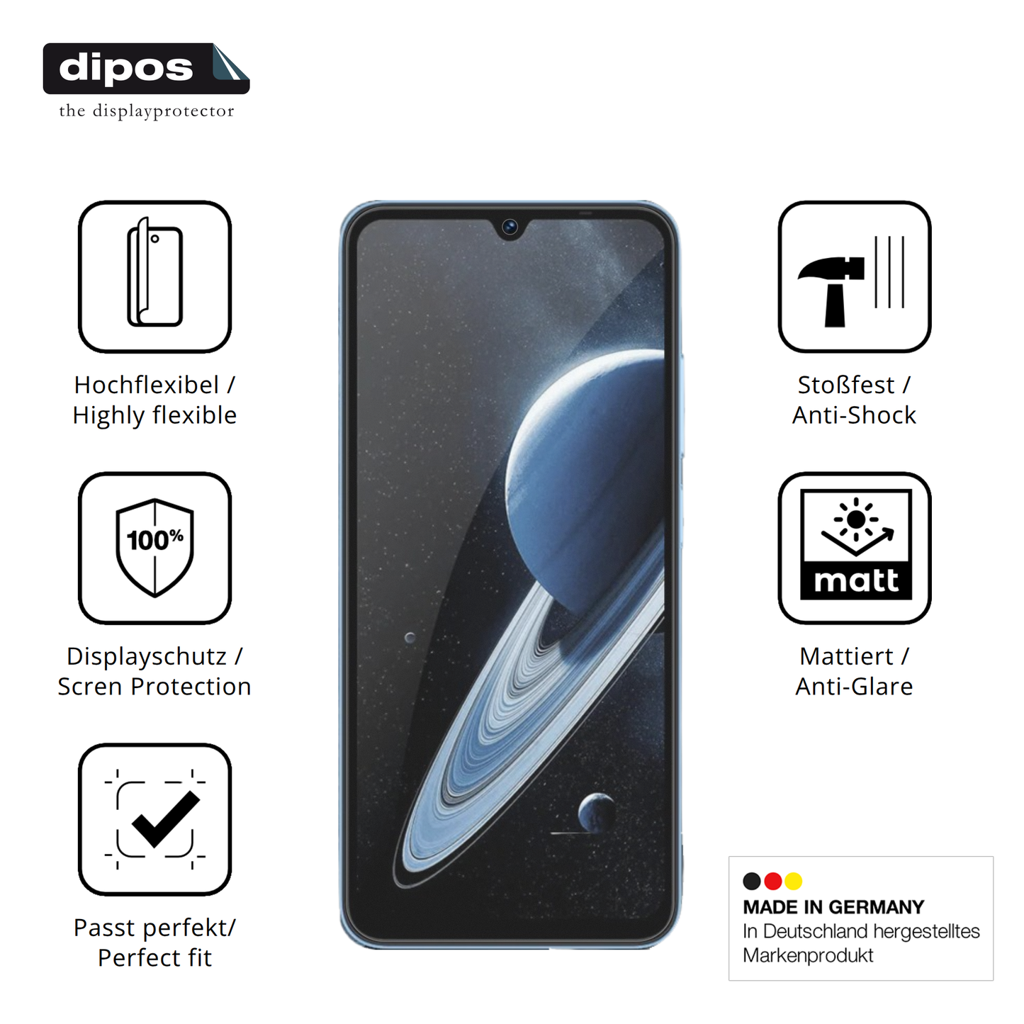 2x Full Cover Schutzfolie matt für Lagenio A12 Pro