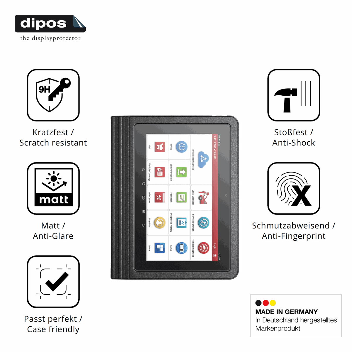 2x Screen Protector for Launch X-431 V+ 2026 10.1 matte Flexible Glass 9H dipos