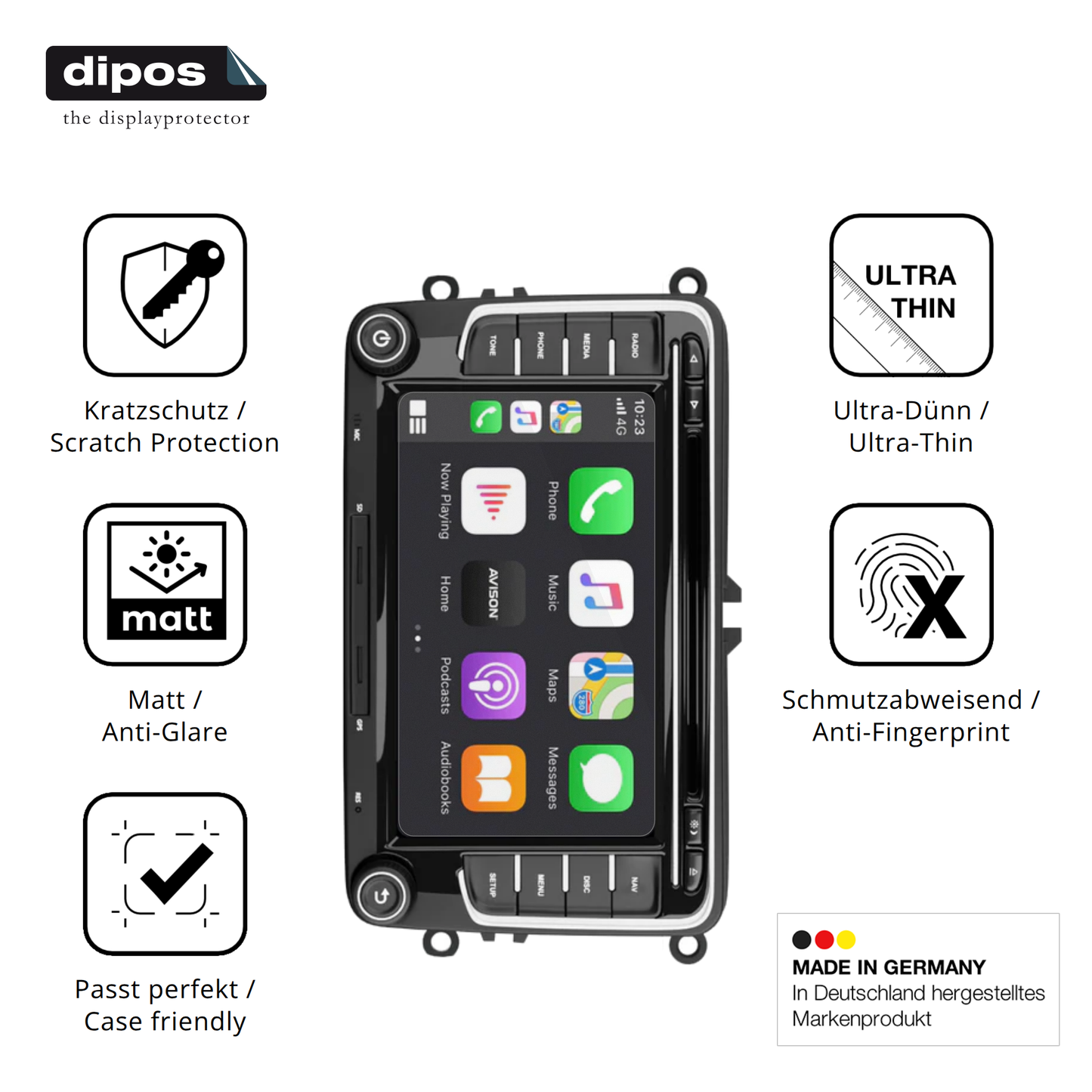 Displayschutz hergestellt in Deutschland, höchste Qualität made in Germany