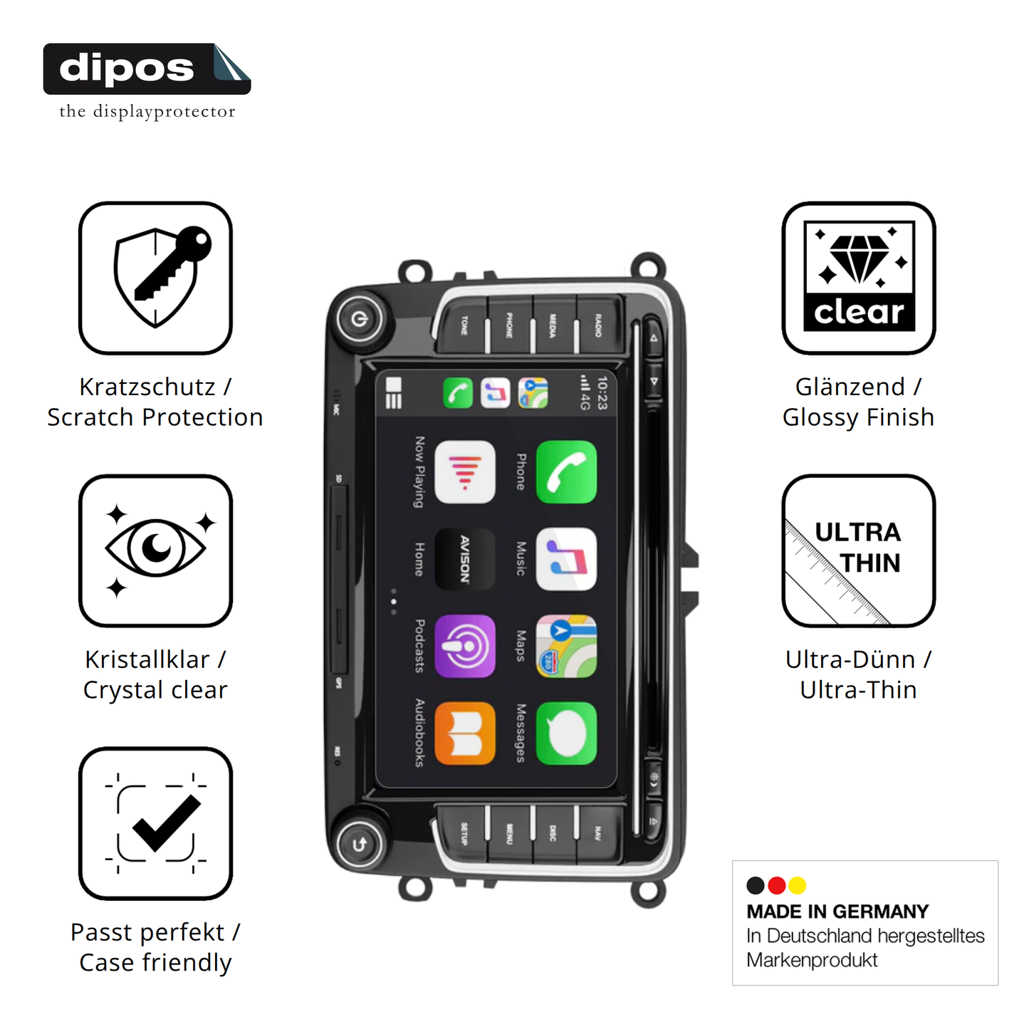 Displayschutz hergestellt in Deutschland, höchste Qualität made in Germany