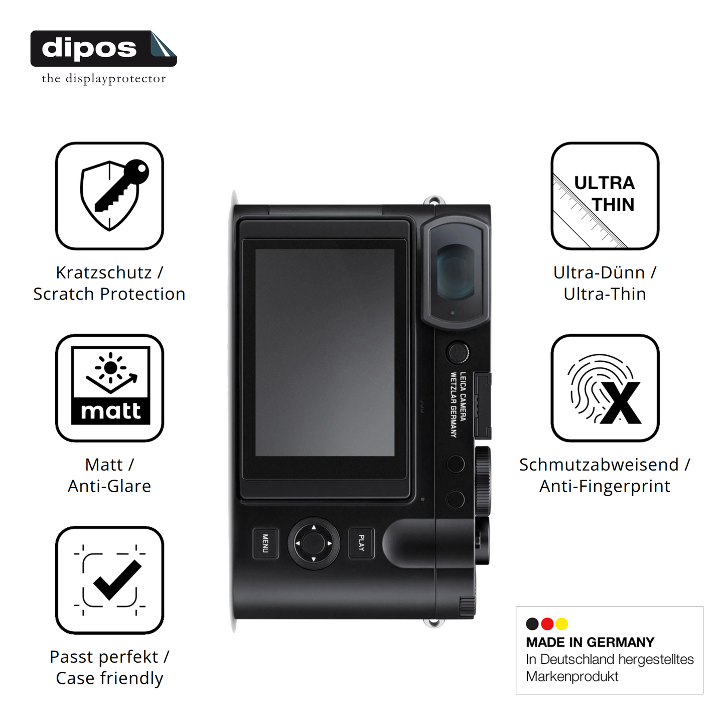 Displayschutz hergestellt in Deutschland, höchste Qualität made in Germany