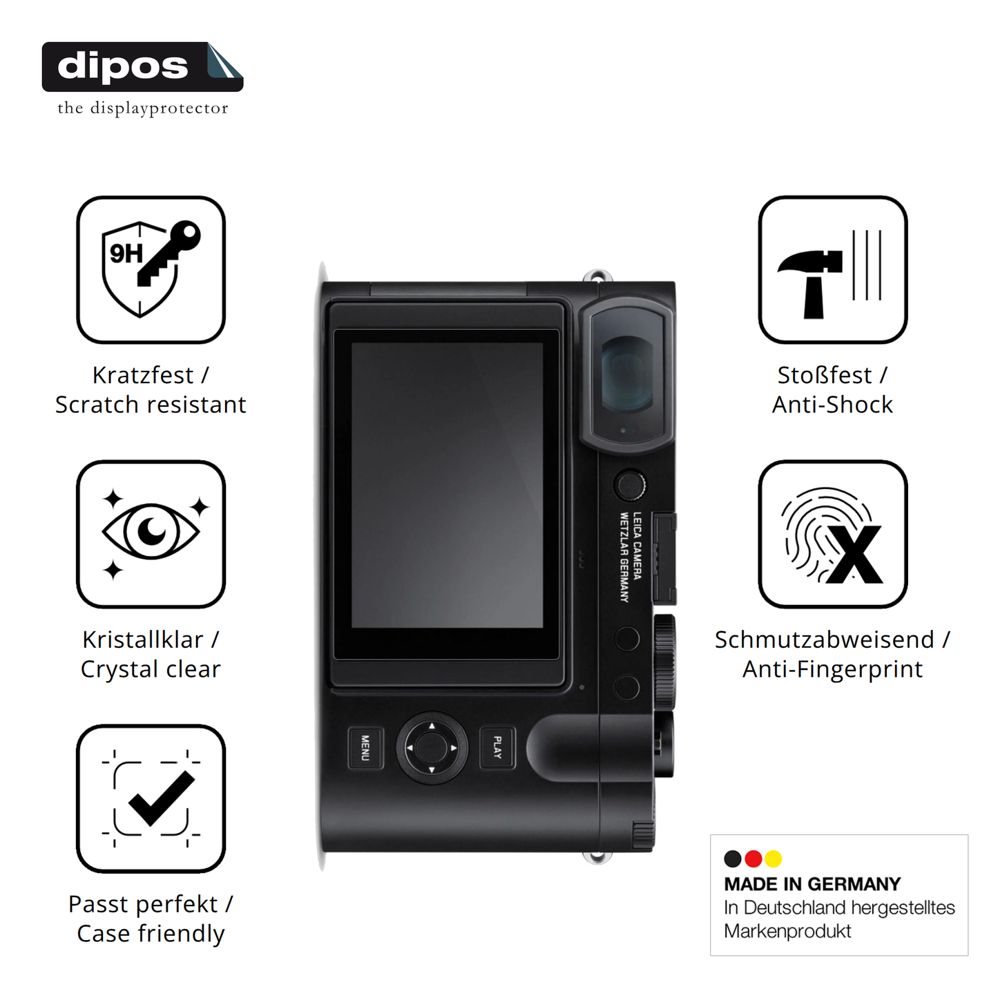 Displayschutz hergestellt in Deutschland, höchste Qualität made in Germany