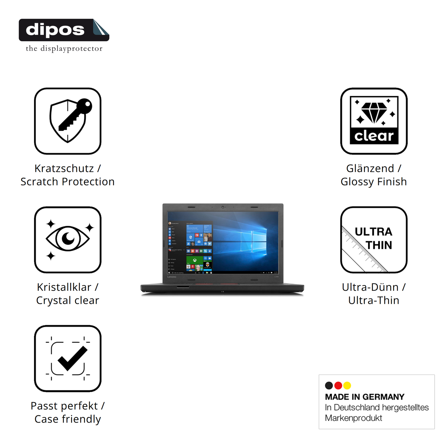 Displayschutz hergestellt in Deutschland, höchste Qualität made in Germany