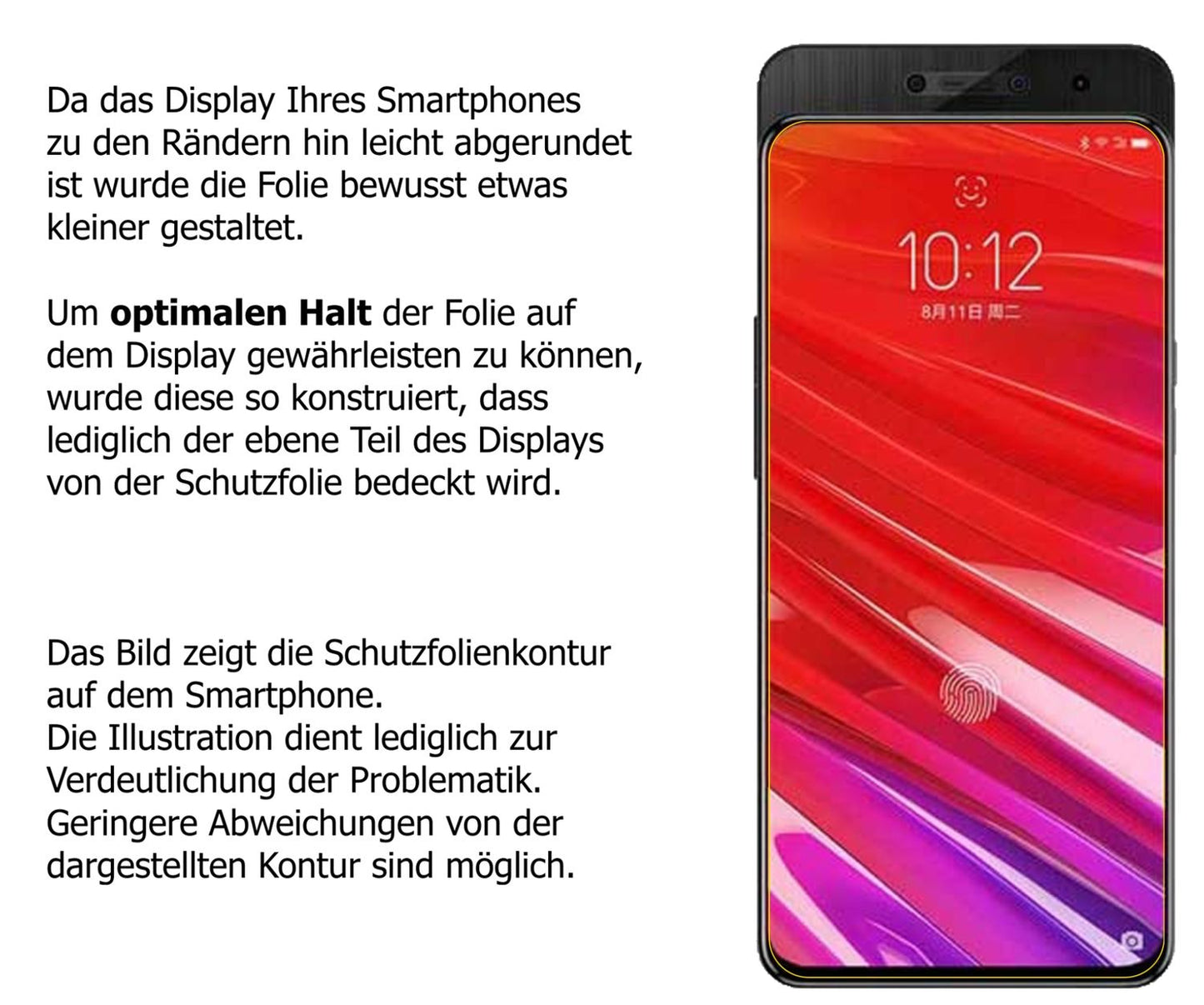Schutzfolie mit optimaler Passform, zur Verwendung mit Hüllen geeignet