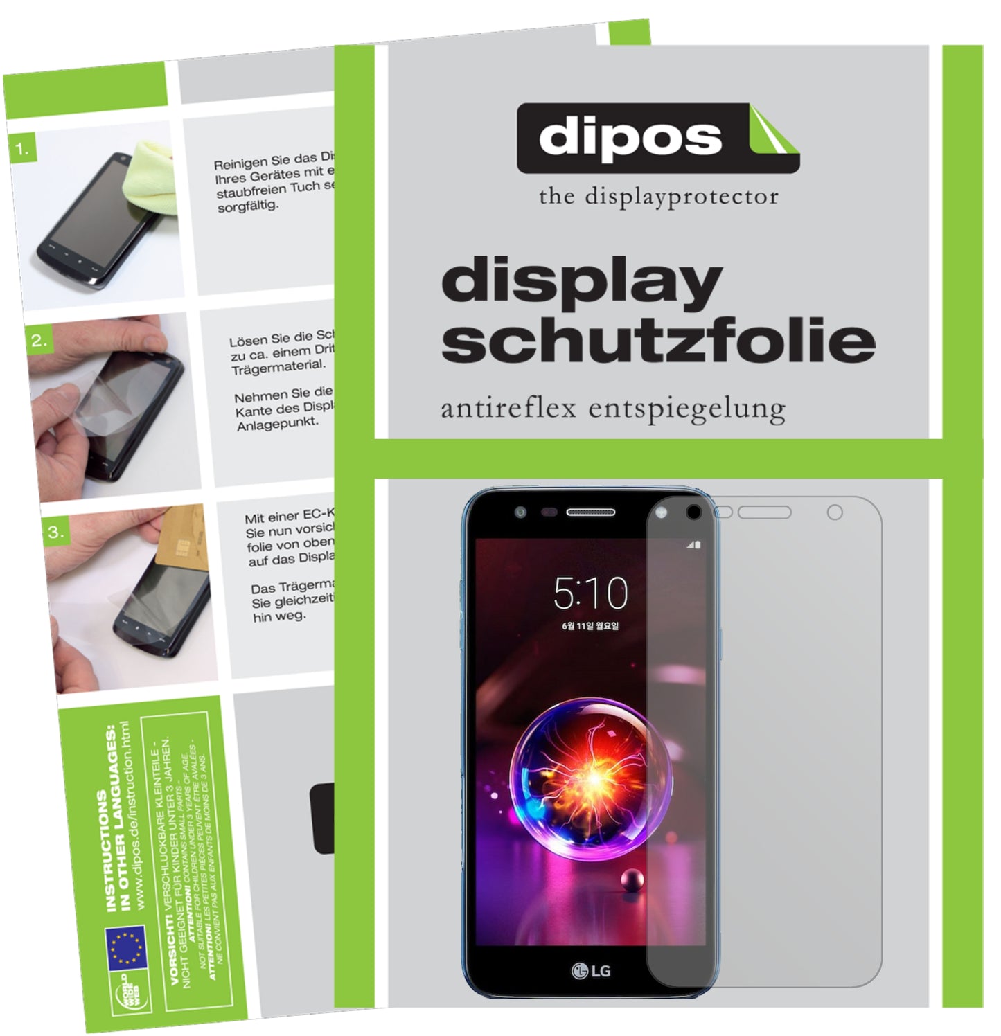 Mattes Panzerglas: Entspiegelte, dünne Folie, Fingerabdruckresistenz und Bildschirmschutz für LG-X5 2018