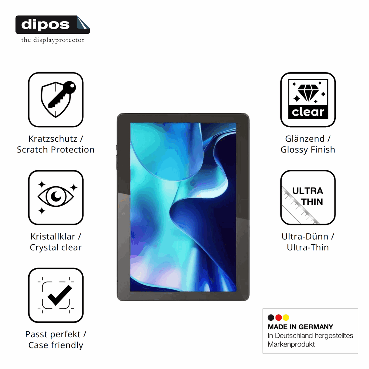 2x Screen Protector for Logicom Tab 134 Protection Crystal Clear dipos