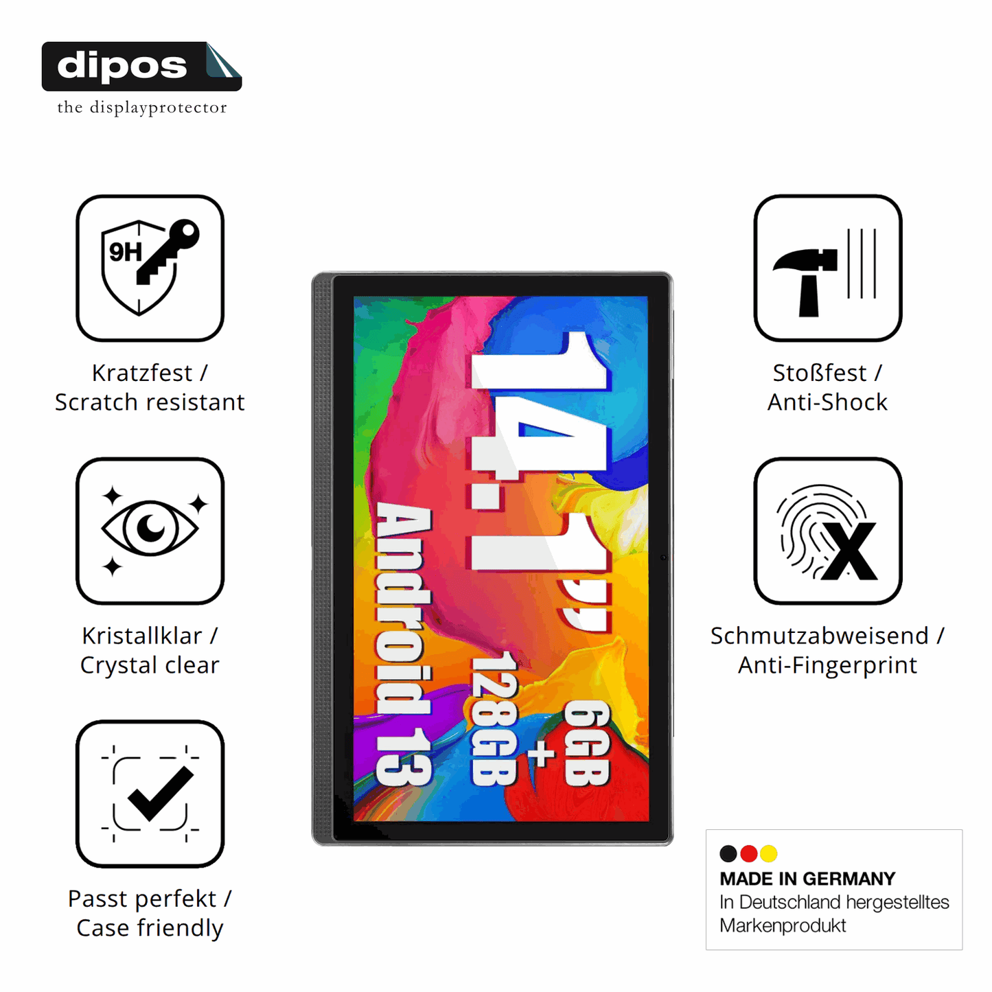 Displayschutz hergestellt in Deutschland, höchste Qualität made in Germany