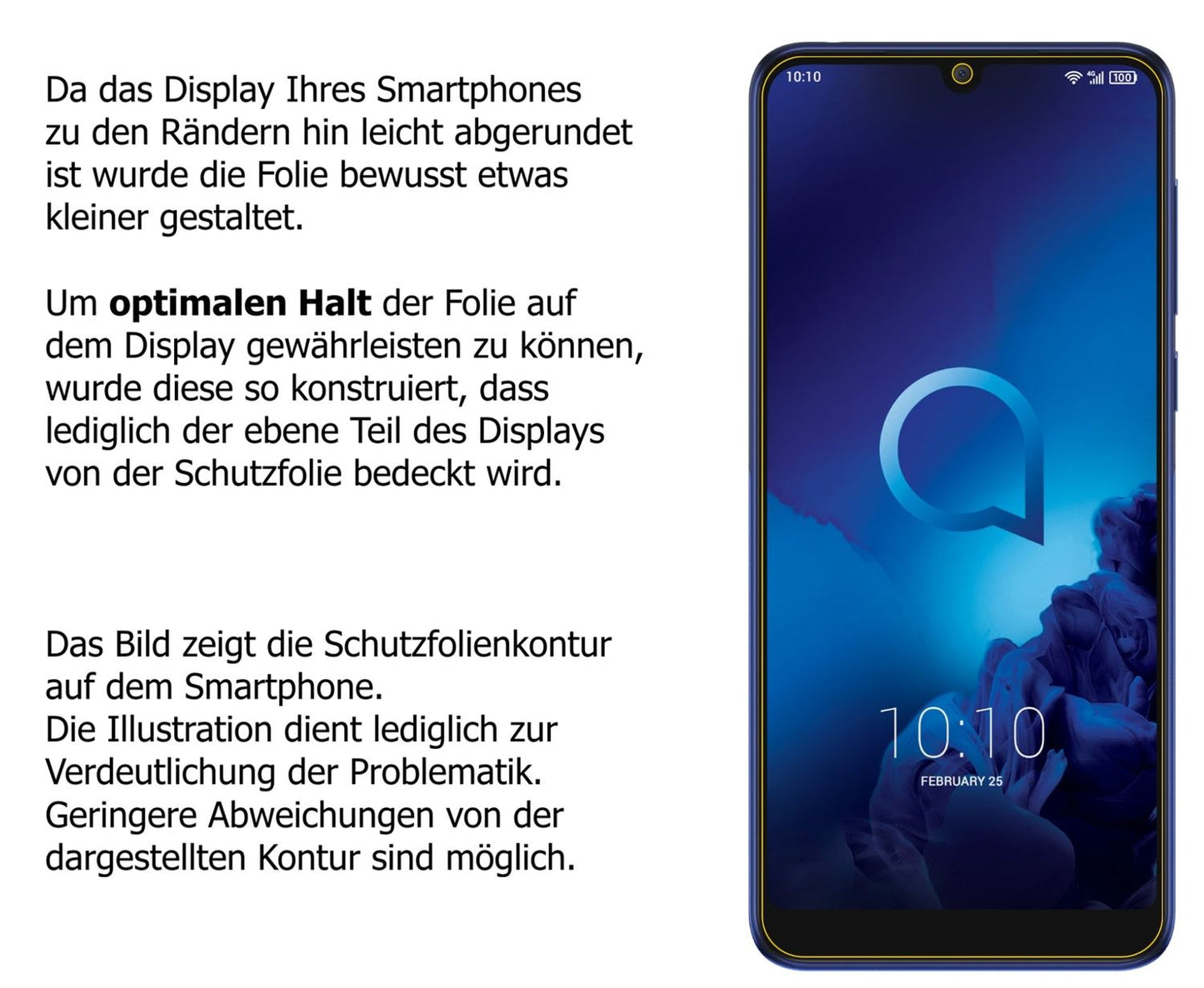 Schutzfolie mit optimaler Passform, zur Verwendung mit Hüllen geeignet