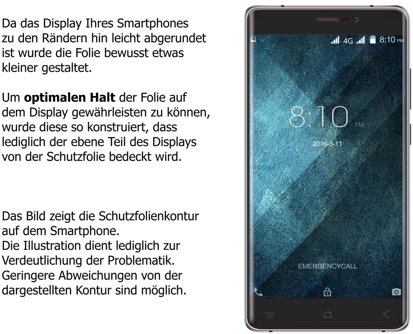 Schutzfolie mit optimaler Passform, zur Verwendung mit Hüllen geeignet