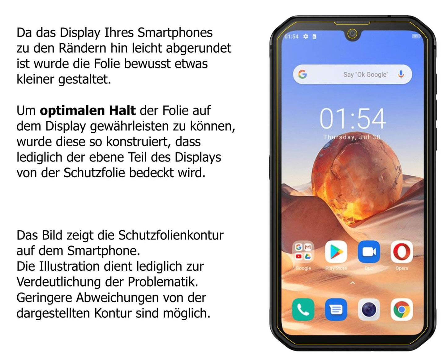 Schutzfolie mit optimaler Passform, zur Verwendung mit Hüllen geeignet