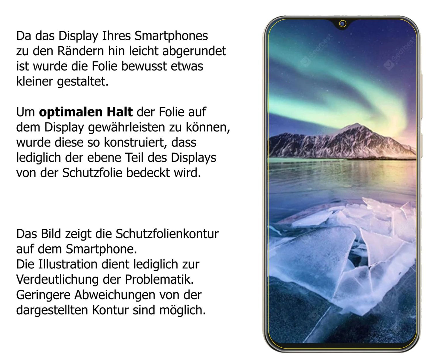 Schutzfolie mit optimaler Passform, zur Verwendung mit Hüllen geeignet