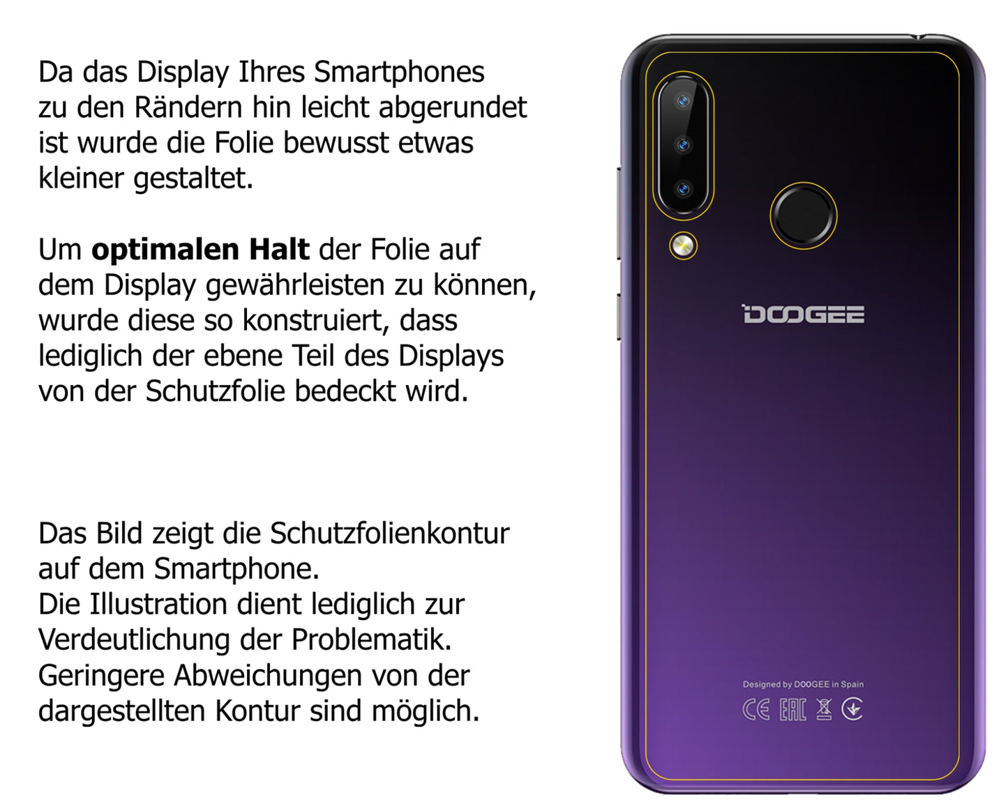 Schutzfolie mit optimaler Passform, zur Verwendung mit Hüllen geeignet