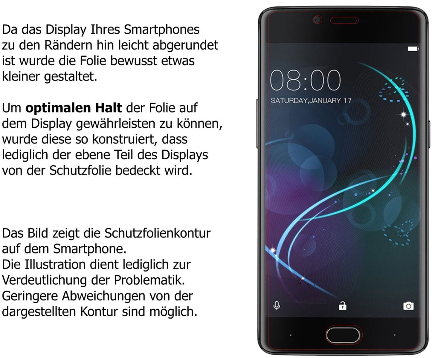 Schutzfolie mit optimaler Passform, zur Verwendung mit Hüllen geeignet