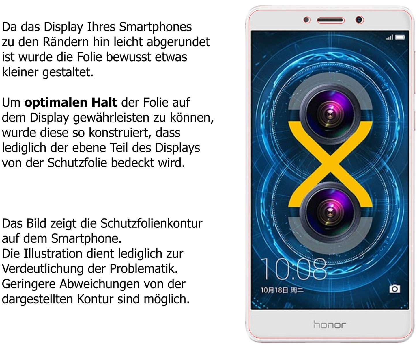 Schutzfolie mit optimaler Passform, zur Verwendung mit Hüllen geeignet