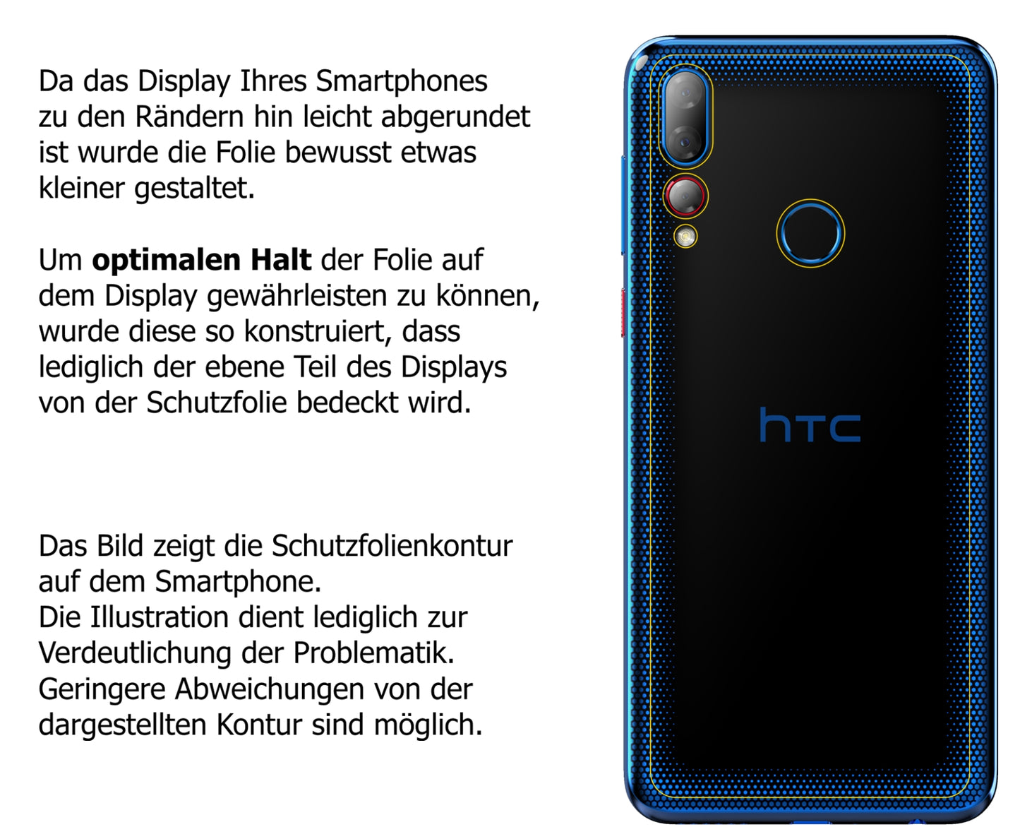 Dünne und klare Folie passend zugeschnitten für HTC Desire 19 Plus Rückseite