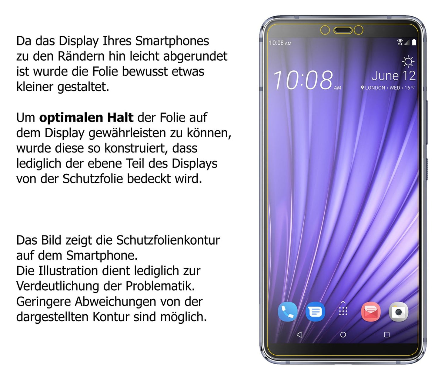 Schutzfolie mit optimaler Passform, zur Verwendung mit Hüllen geeignet
