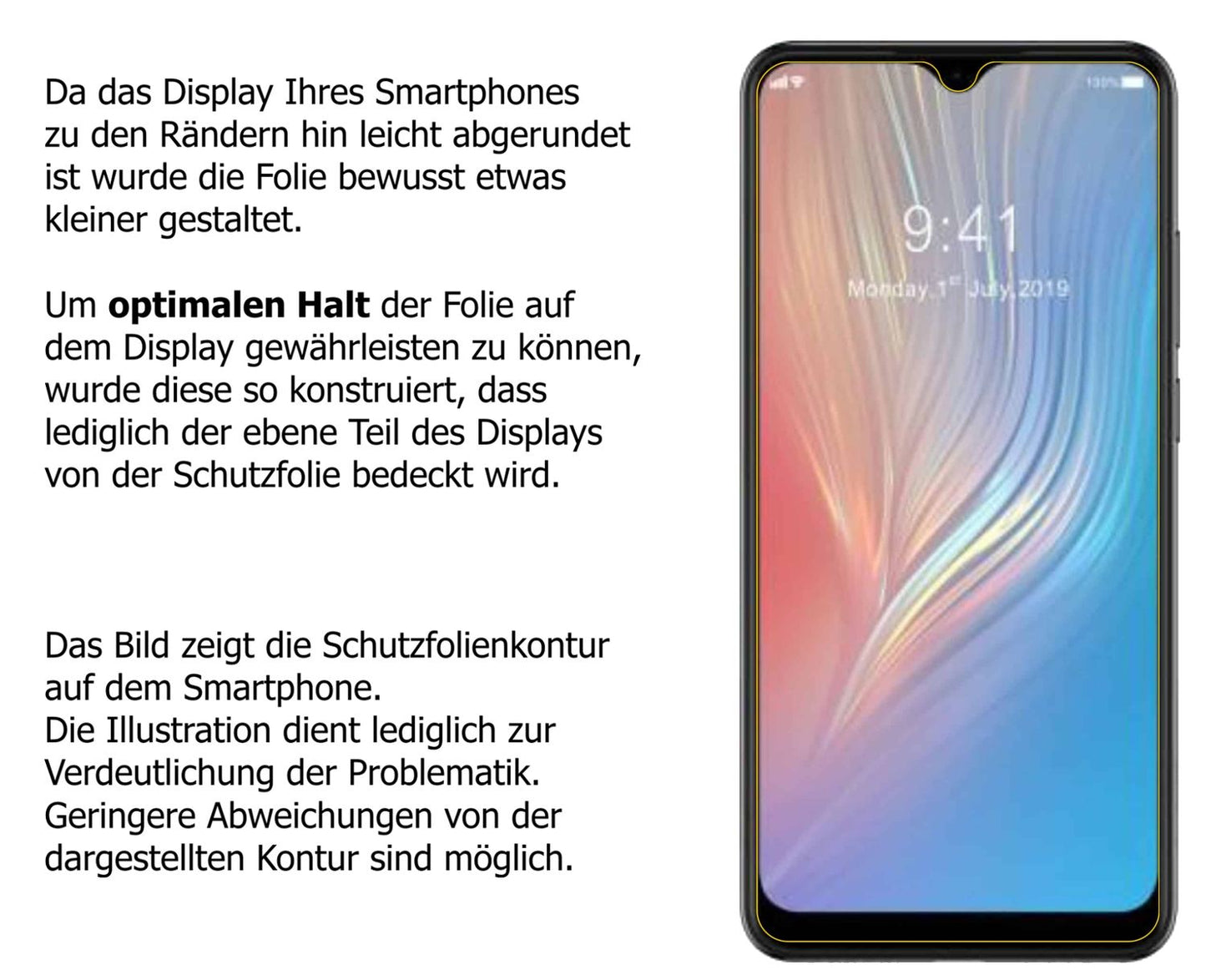 Schutzfolie mit optimaler Passform, zur Verwendung mit Hüllen geeignet