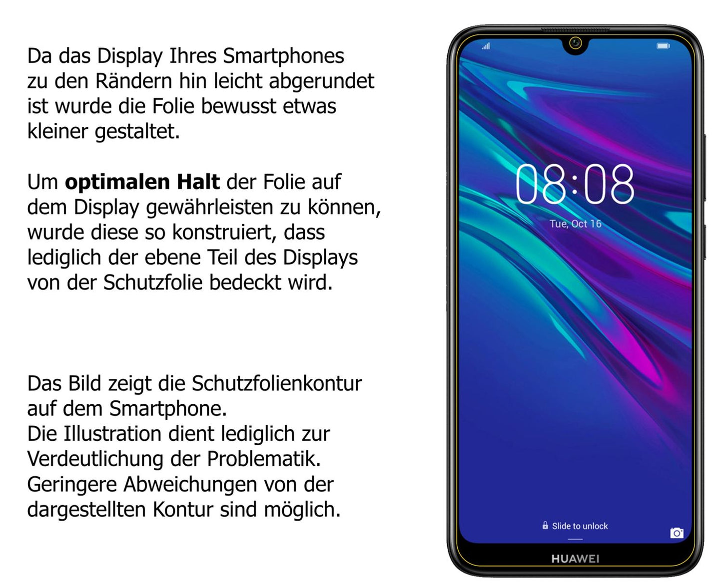Schutzfolie mit optimaler Passform, zur Verwendung mit Hüllen geeignet