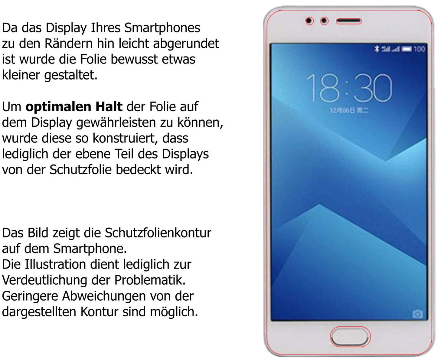 Schutzfolie mit optimaler Passform, zur Verwendung mit Hüllen geeignet