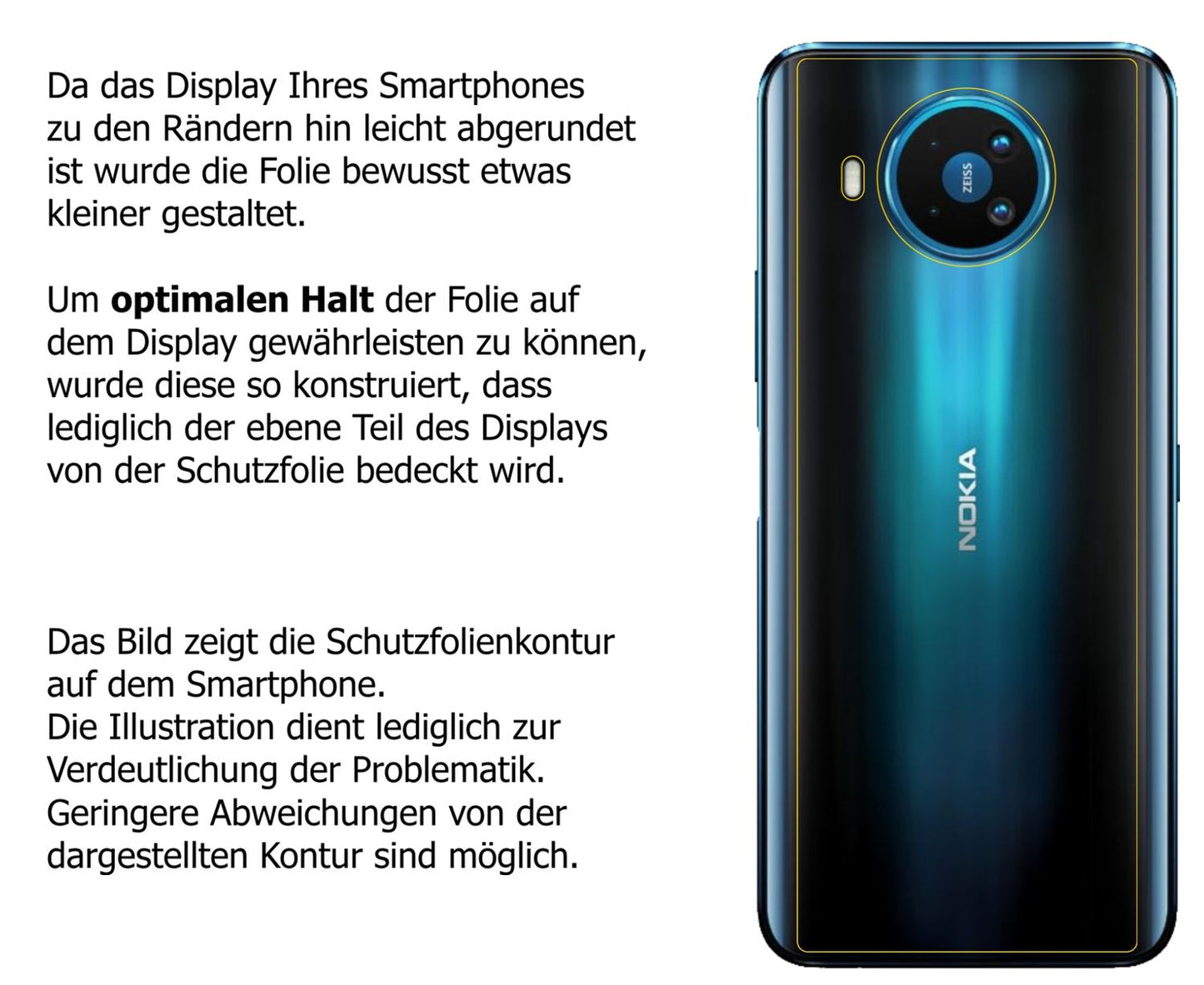Schutzfolie mit optimaler Passform, zur Verwendung mit Hüllen geeignet