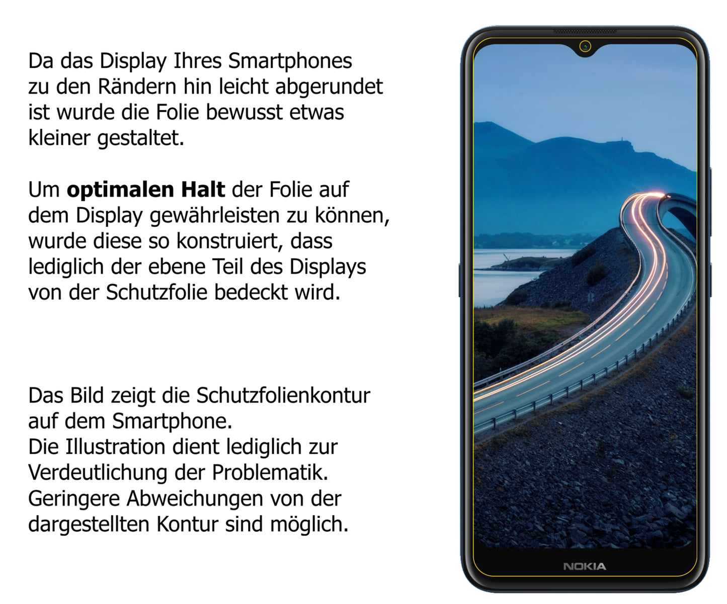 Schutzfolie mit optimaler Passform, zur Verwendung mit Hüllen geeignet