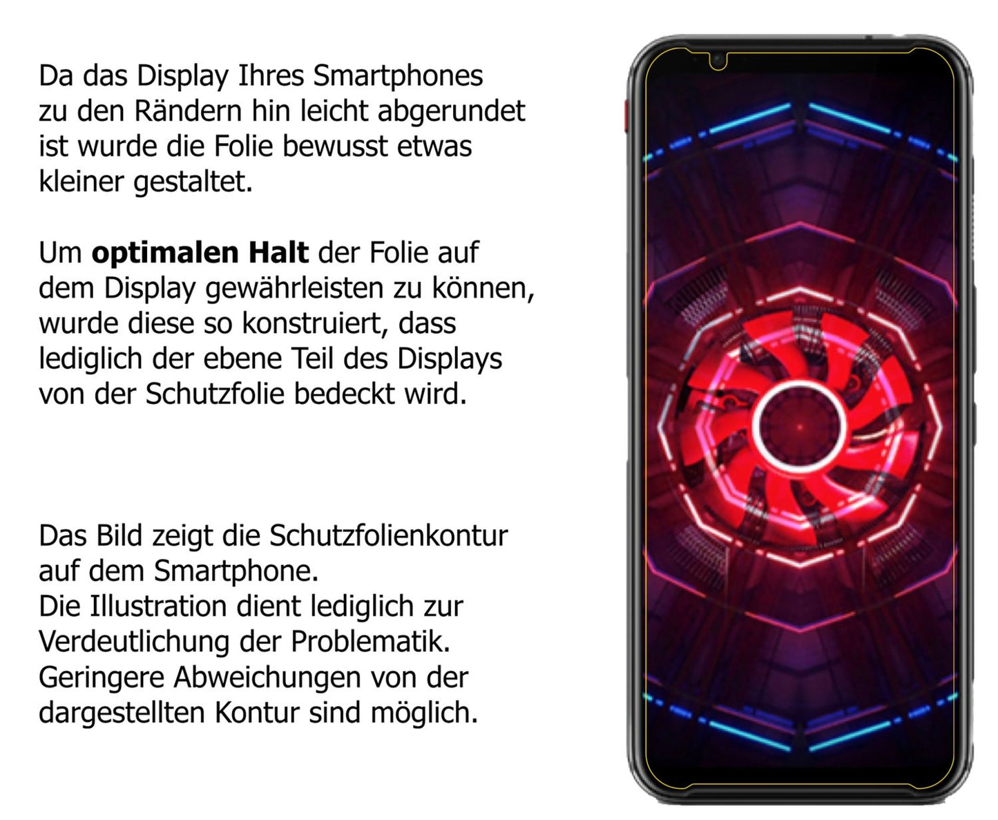 Schutzfolie mit optimaler Passform, zur Verwendung mit Hüllen geeignet