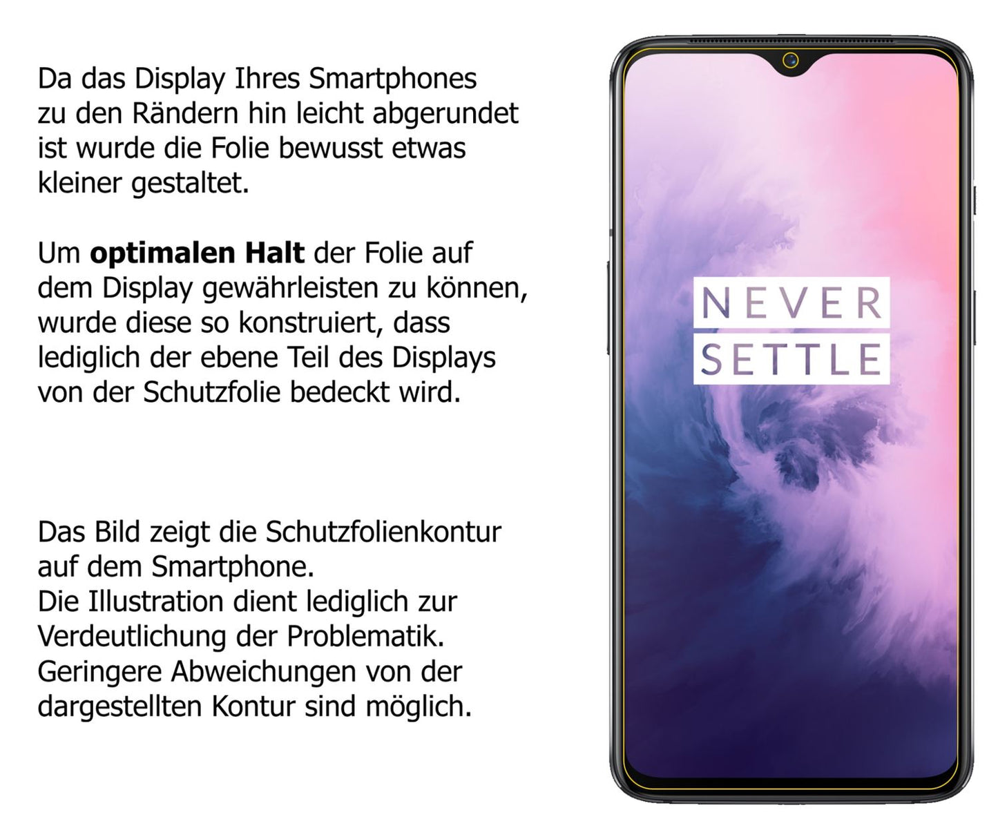 Schutzfolie mit optimaler Passform, zur Verwendung mit Hüllen geeignet