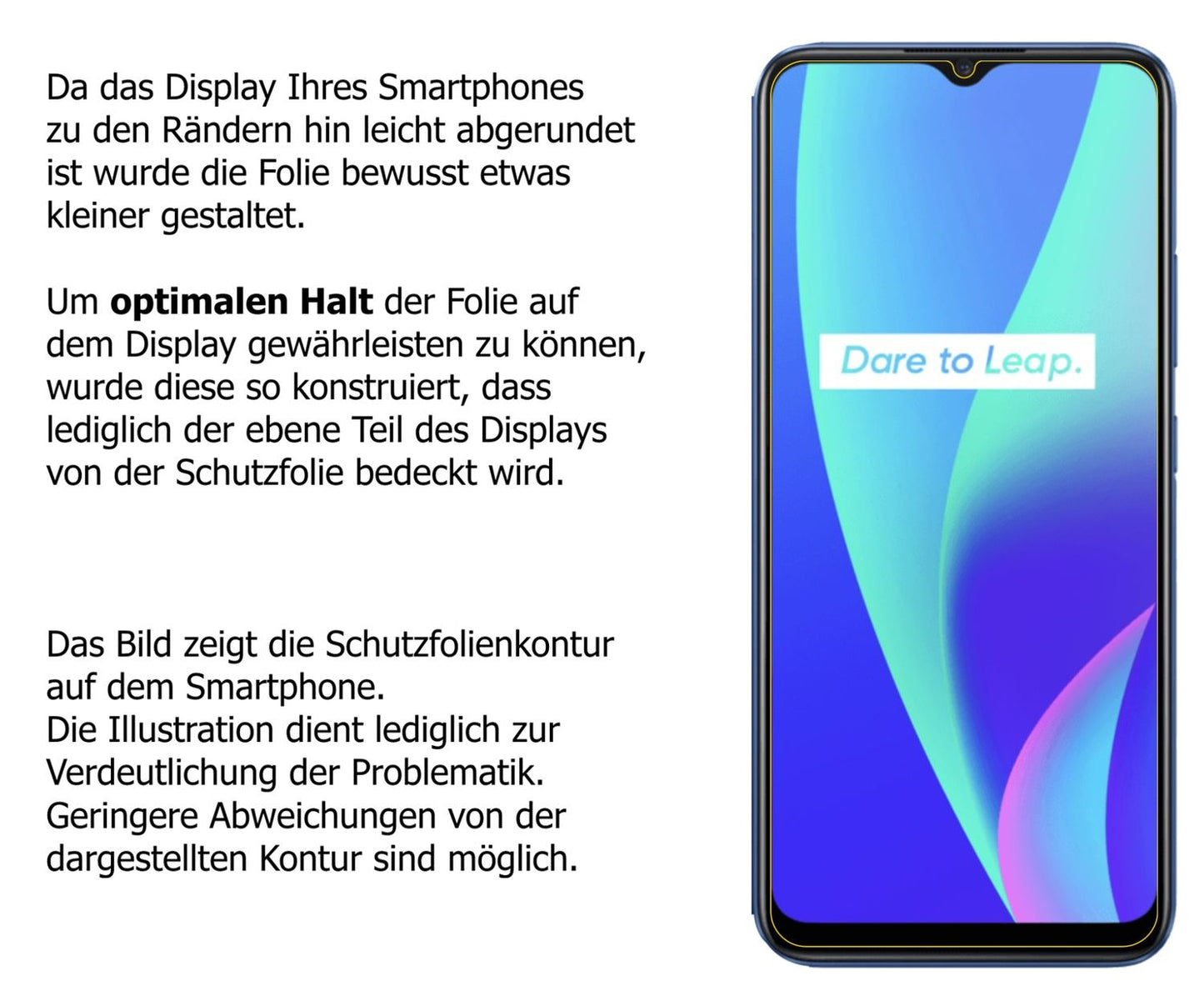 Schutzfolie mit optimaler Passform, zur Verwendung mit Hüllen geeignet