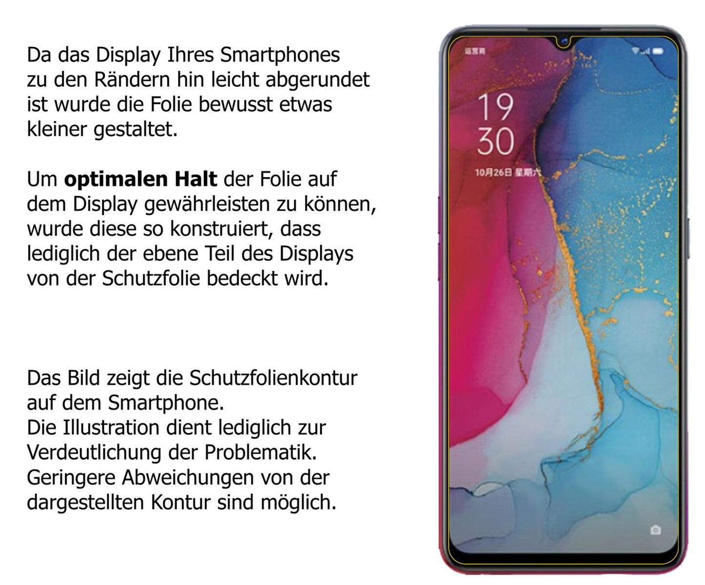 Schutzfolie mit optimaler Passform, zur Verwendung mit Hüllen geeignet