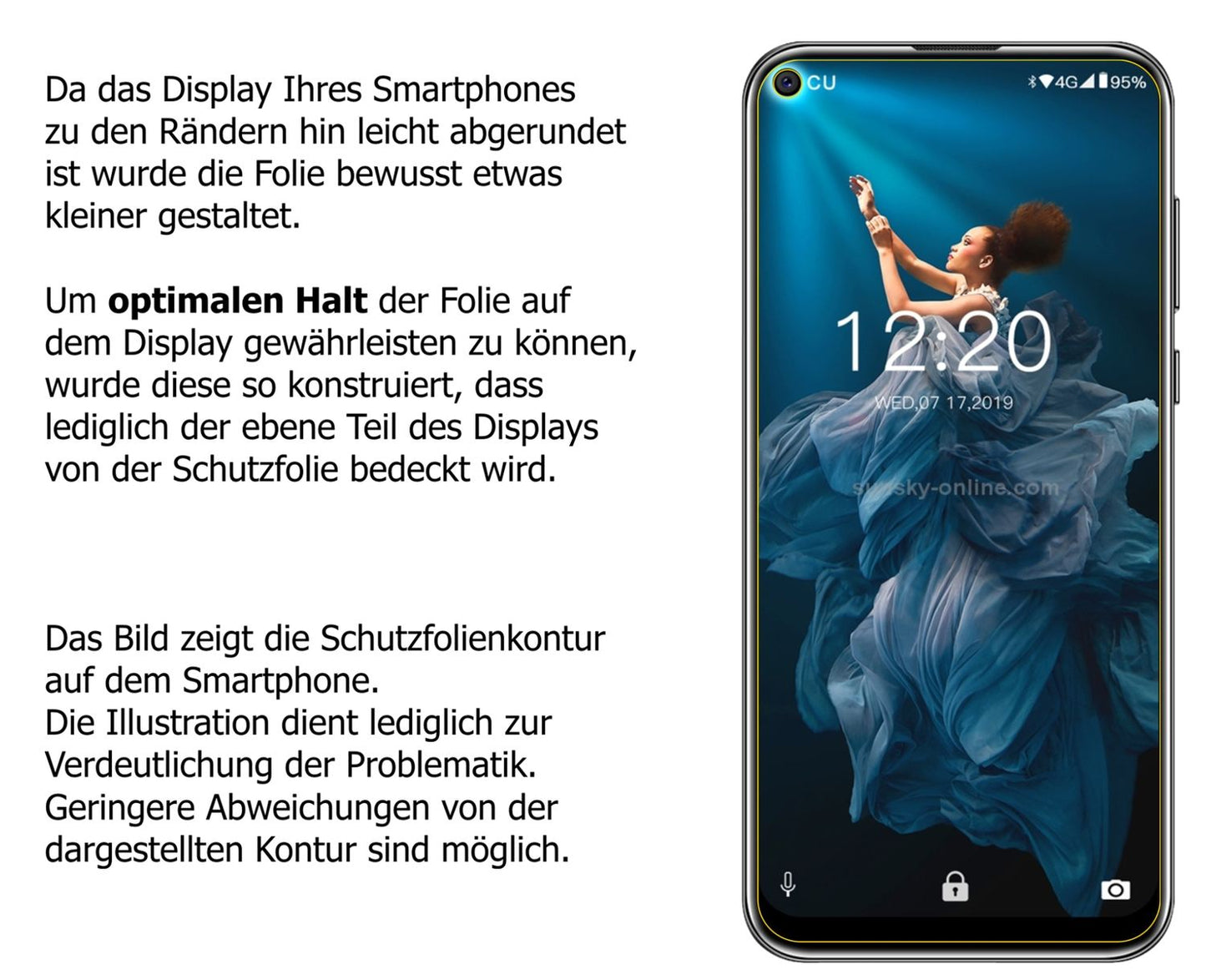 Schutzfolie mit optimaler Passform, zur Verwendung mit Hüllen geeignet