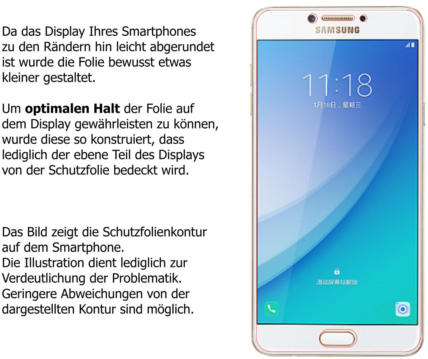 Schutzfolie mit optimaler Passform, zur Verwendung mit Hüllen geeignet