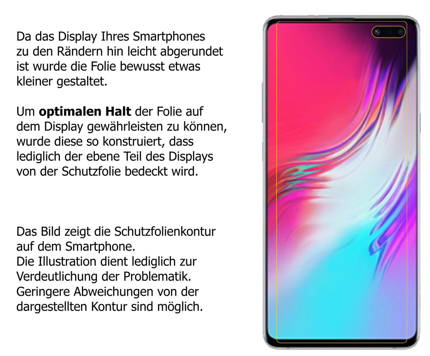 Schutzfolie mit optimaler Passform, zur Verwendung mit Hüllen geeignet