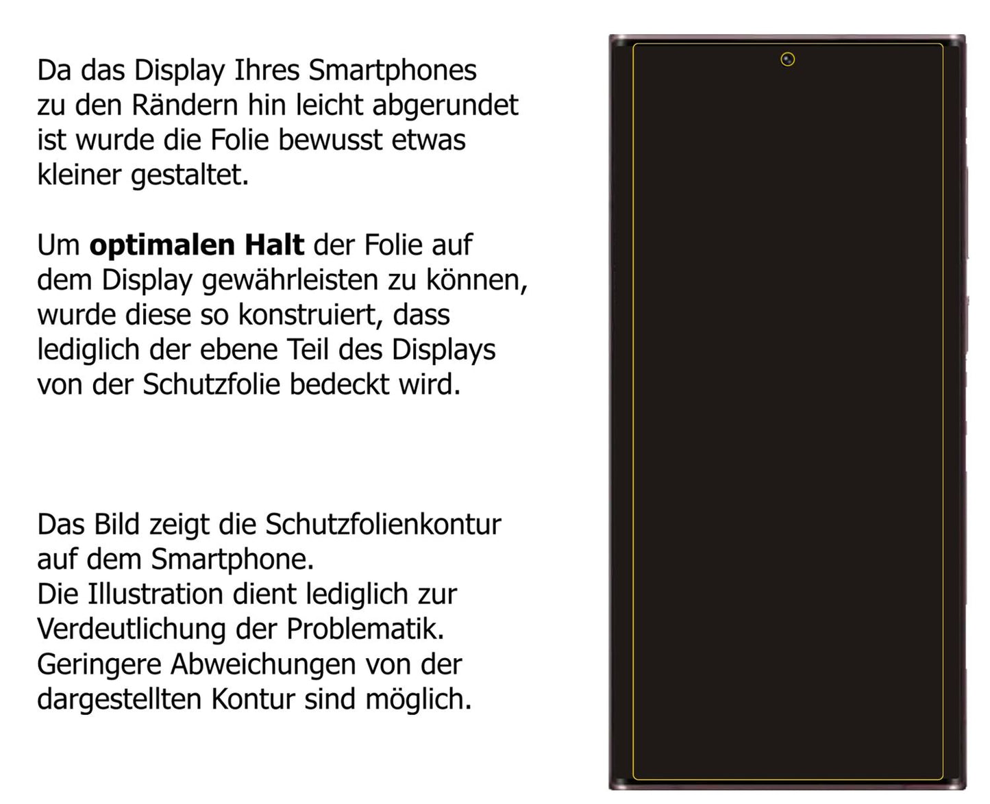 Schutzfolie mit optimaler Passform, zur Verwendung mit Hüllen geeignet