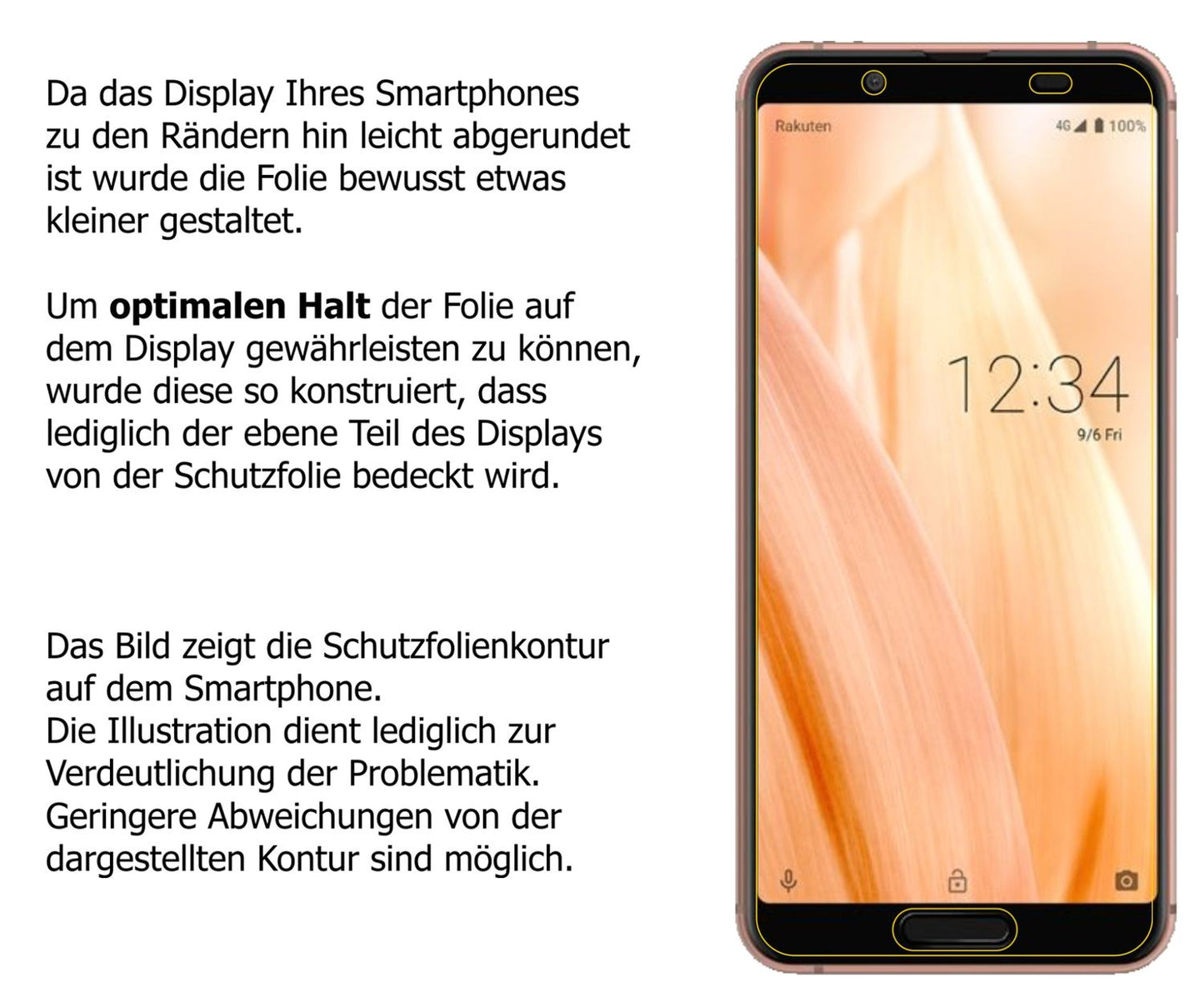Schutzfolie mit optimaler Passform, zur Verwendung mit Hüllen geeignet