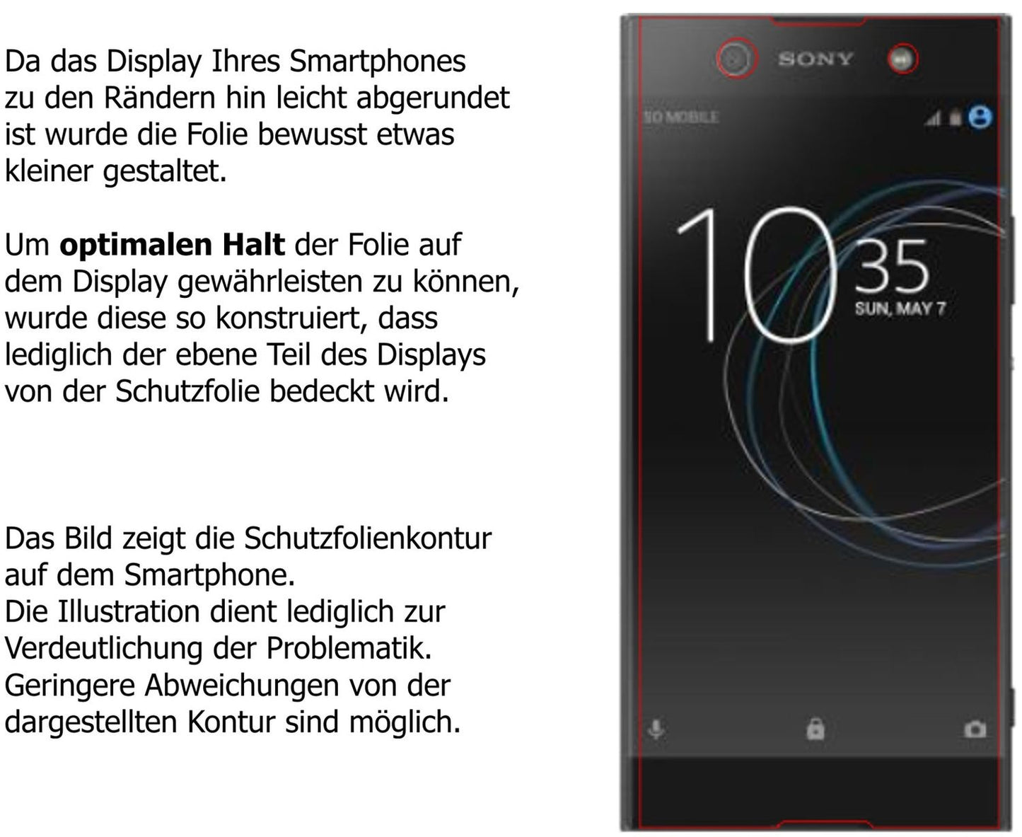 Dünne und klare Folie passend zugeschnitten für Sony Xperia XA1 Ultra