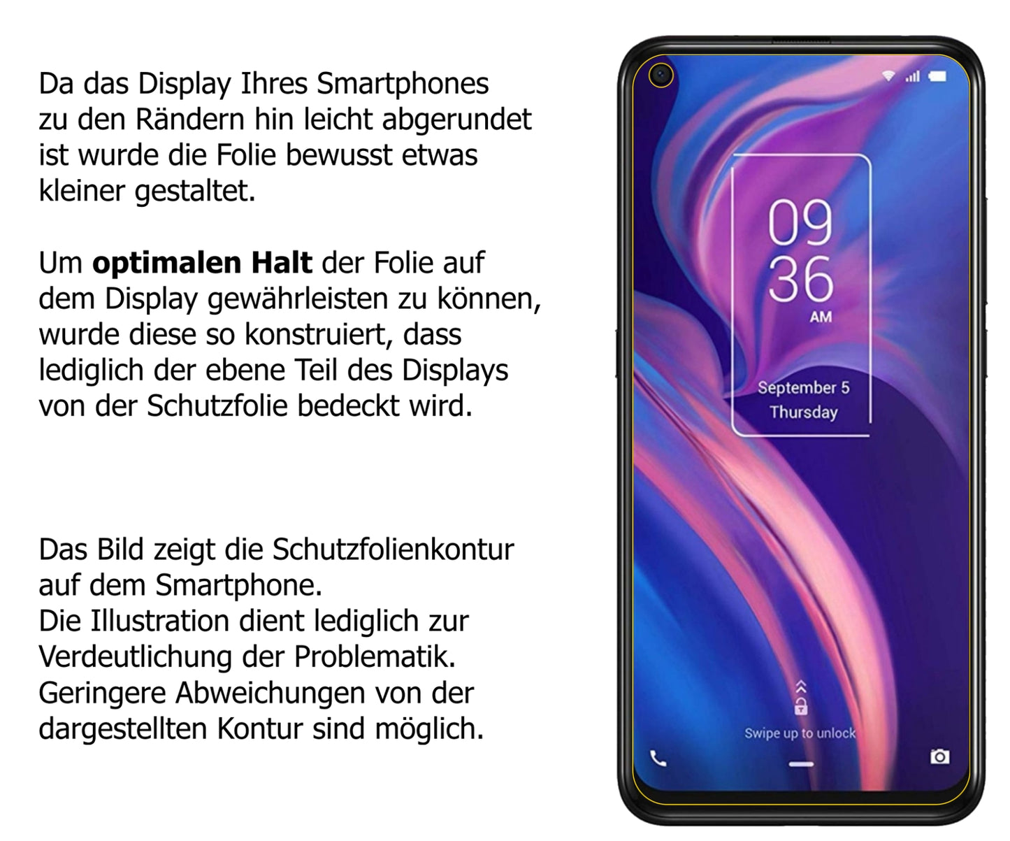 Schutzfolie mit optimaler Passform, zur Verwendung mit Hüllen geeignet