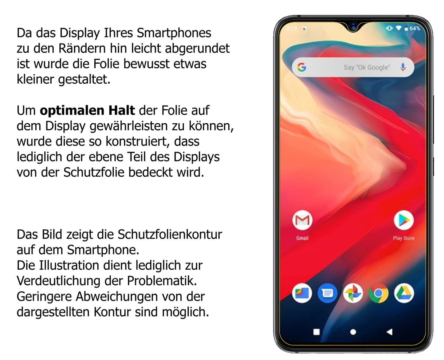 Schutzfolie mit optimaler Passform, zur Verwendung mit Hüllen geeignet