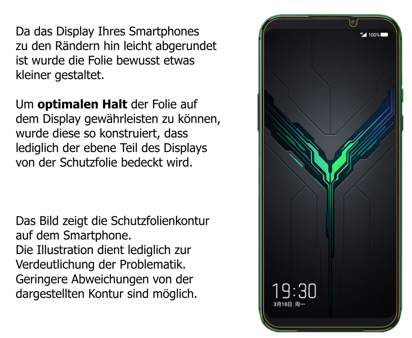 Schutzfolie mit optimaler Passform, zur Verwendung mit Hüllen geeignet