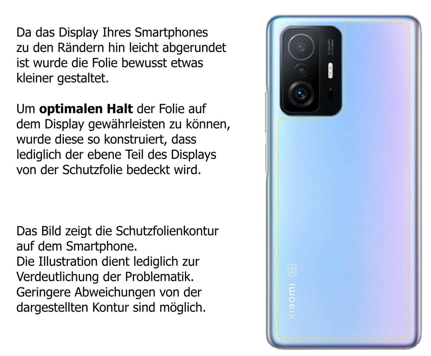 Schutzfolie mit optimaler Passform, zur Verwendung mit Hüllen geeignet