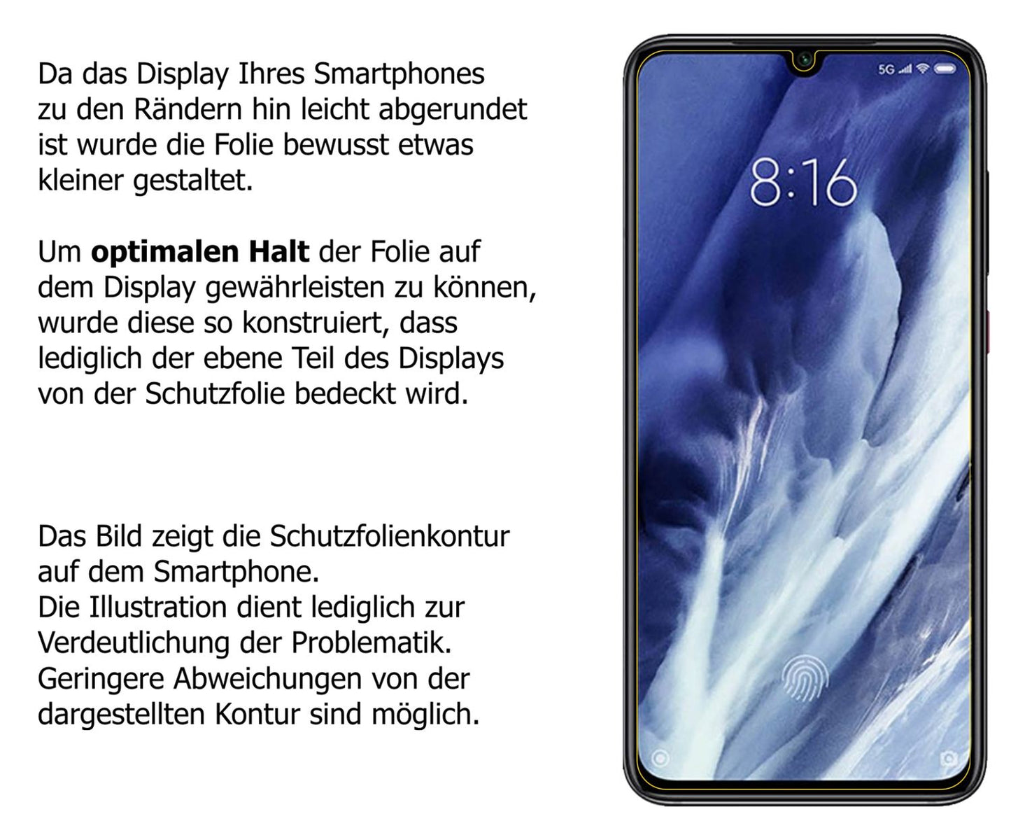 Schutzfolie mit optimaler Passform, zur Verwendung mit Hüllen geeignet
