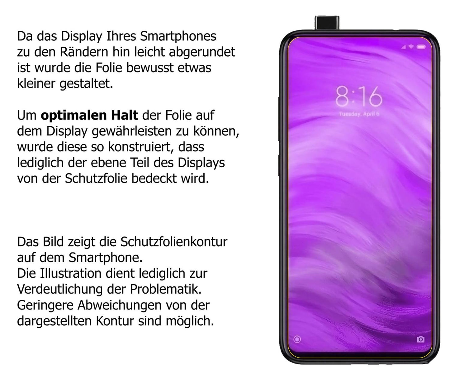 Schutzfolie mit optimaler Passform, zur Verwendung mit Hüllen geeignet