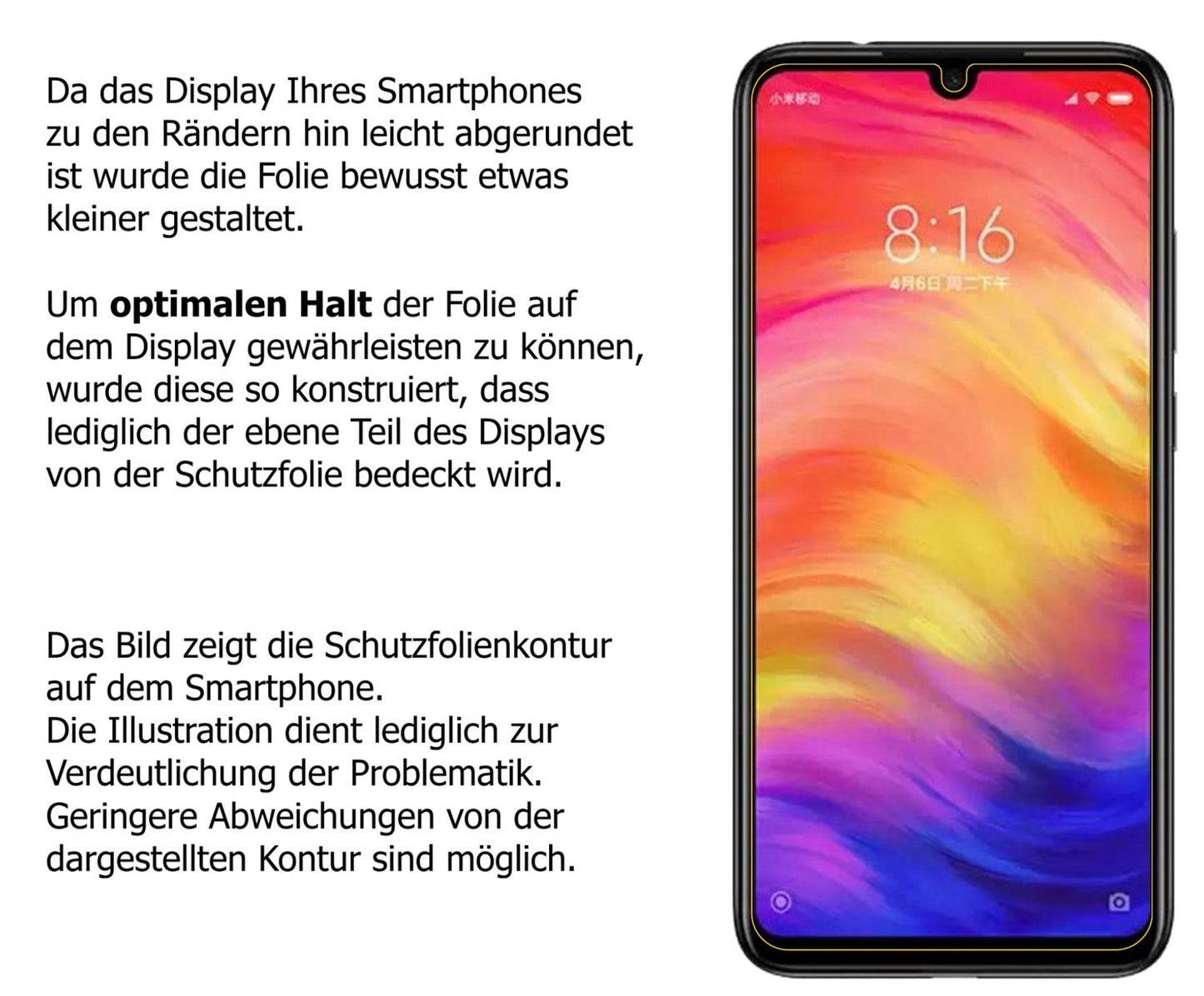 Schutzfolie mit optimaler Passform, zur Verwendung mit Hüllen geeignet
