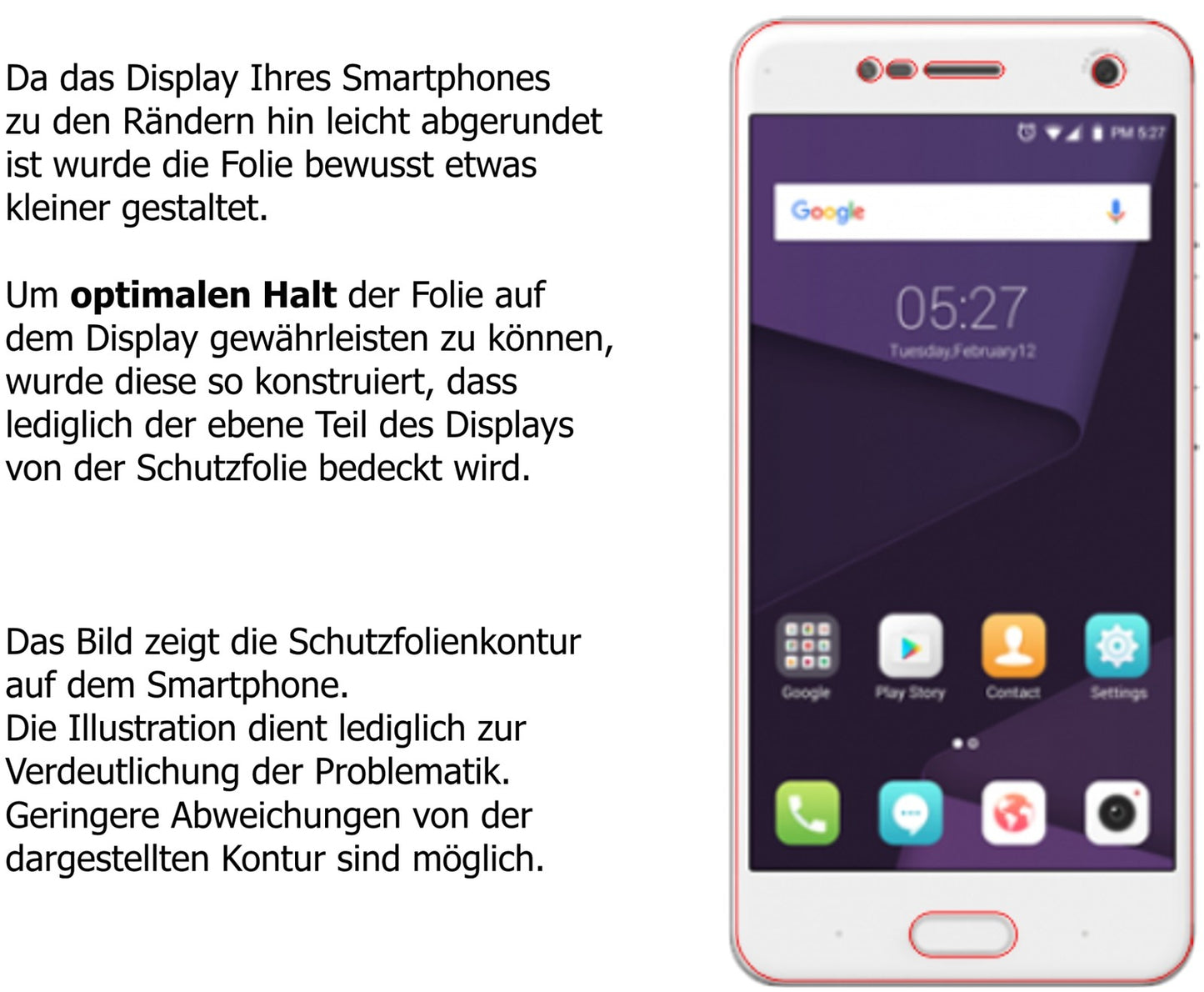 Schutzfolie mit optimaler Passform, zur Verwendung mit Hüllen geeignet