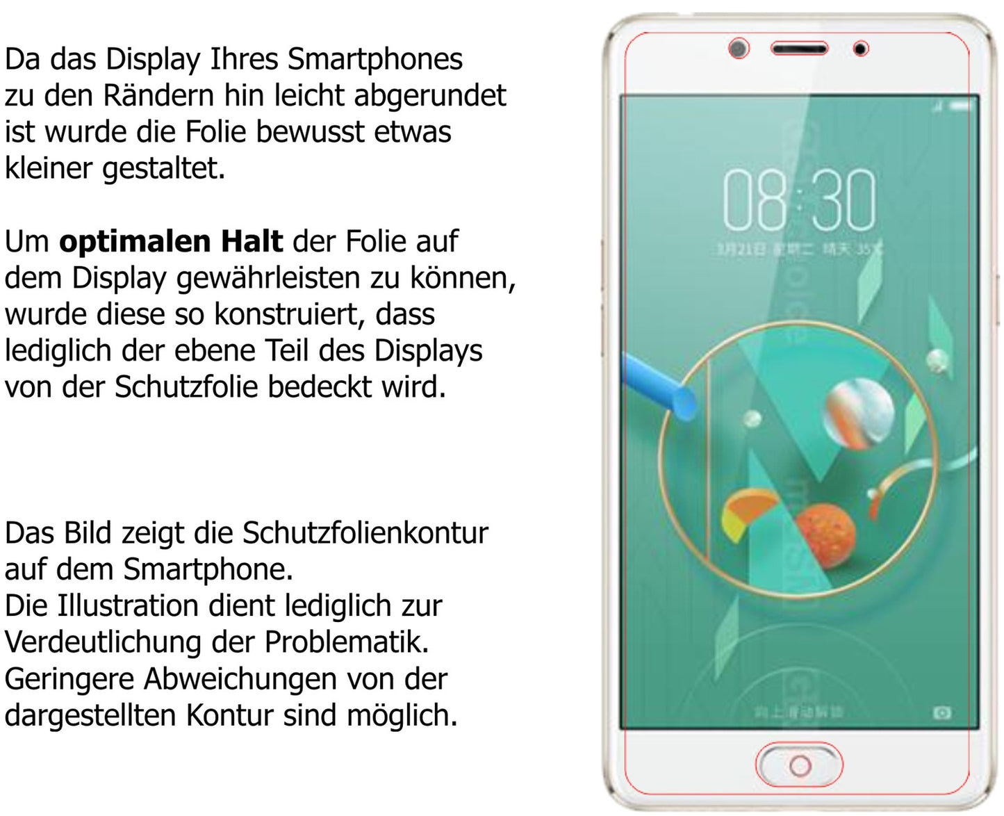 Schutzfolie mit optimaler Passform, zur Verwendung mit Hüllen geeignet