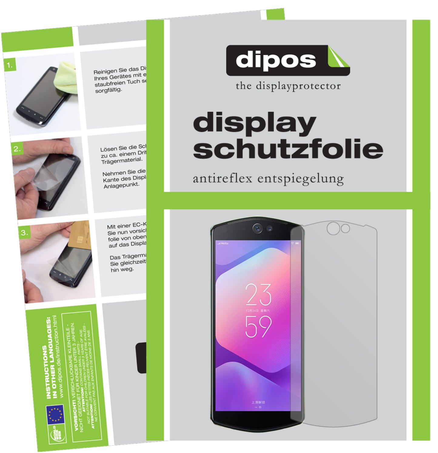 Mattes Panzerglas: Entspiegelte, dünne Folie, Fingerabdruckresistenz und Bildschirmschutz für Meitu-T9