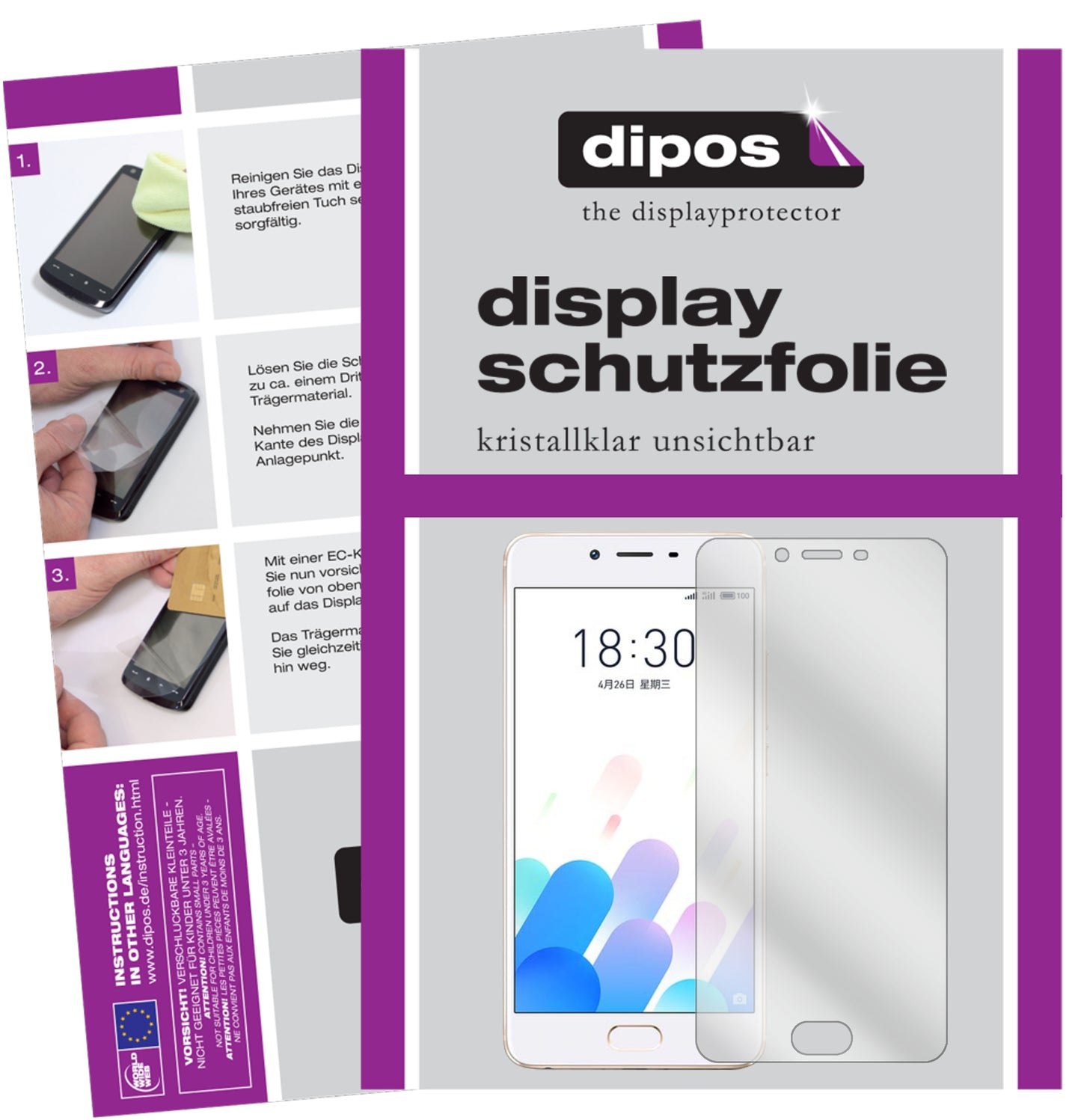 Kristallklare, dünne Schutzfolie: Kratzfest & passgenau für Meizu-E2