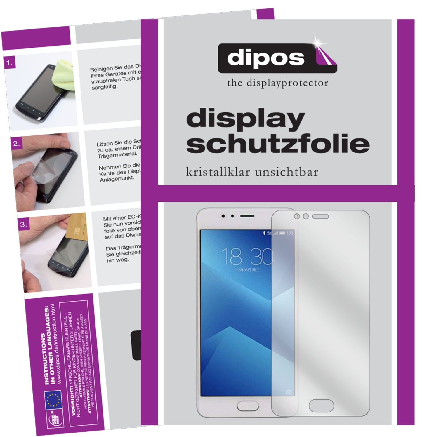 Kristallklare, dünne Schutzfolie: Kratzfest & passgenau für Meizu-M5s