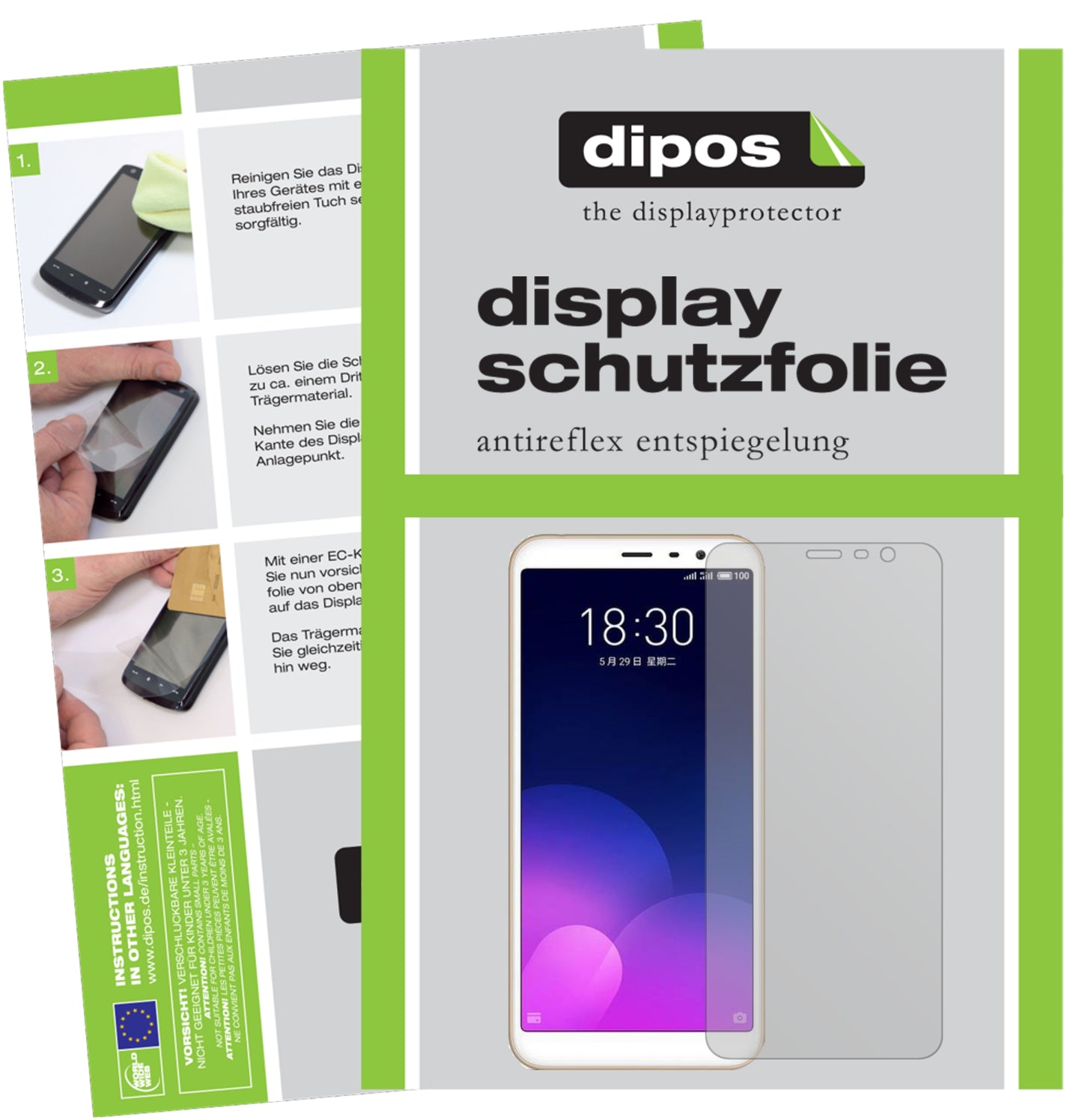 Mattes Panzerglas: Entspiegelte, dünne Folie, Fingerabdruckresistenz und Bildschirmschutz für Meizu-M6T